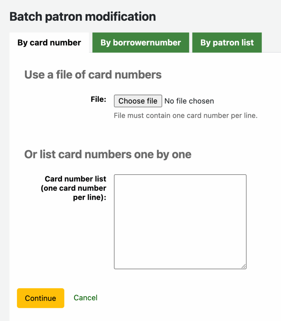 Screenshot showing 'Batch patron modification - Koha LMS' for data protection