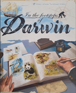 Photo of the box for board game 'In the footsteps of Darwin'