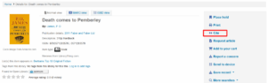 Screenshot of Koha 'cite' feature selection