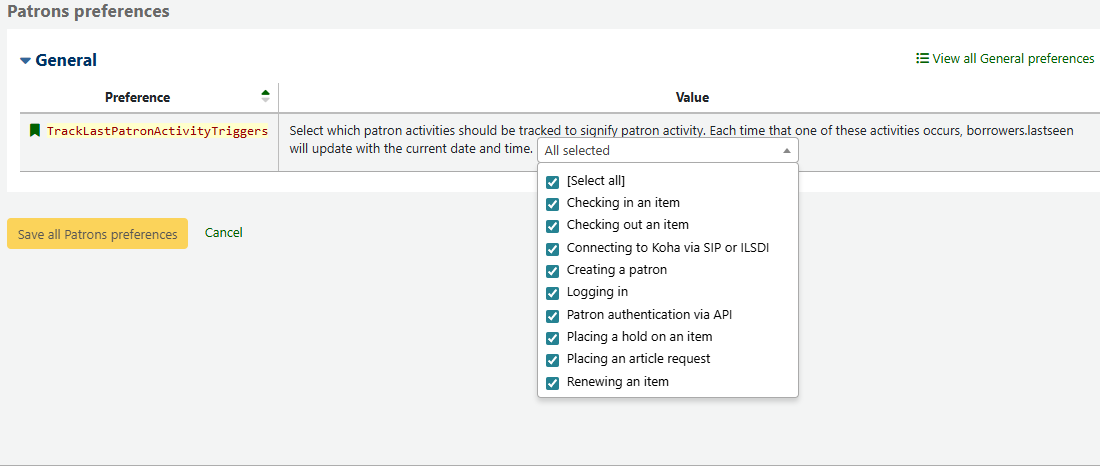 Screenshot of tracklastpatronactivitytriggers system preference